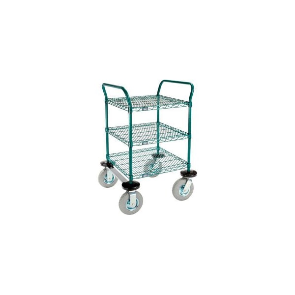 Gec Nexel Utility Cart, 3 Shelf, Poly-Green, 24"L x 24"W x 42"H, Pneumatic Rigid Casters 2424N3G - main